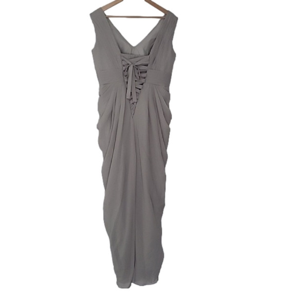 Happy Wedding Gown Gray Green Front Slit Adjustable Laced Back Fully Lined New - Picture 8 of 16